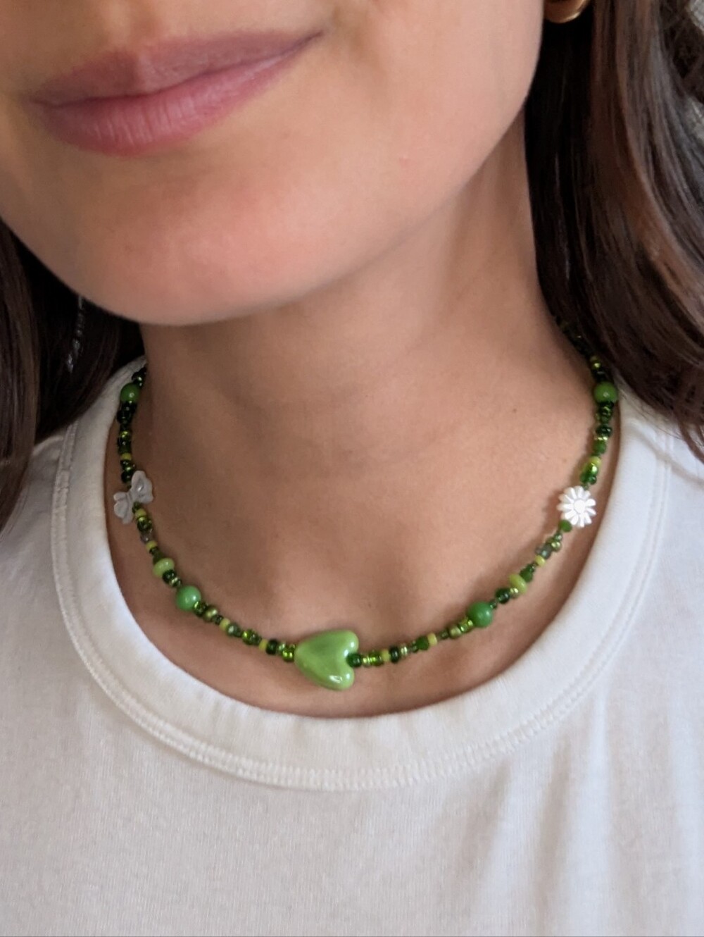 Full Bead Mode Green Beaded Necklace